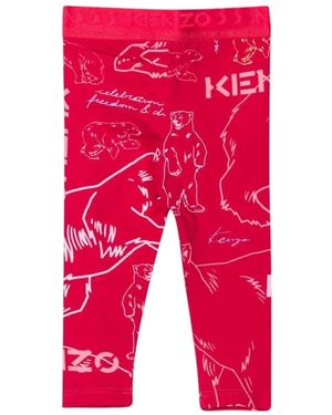 KENZO Loose Waist Printed Leggings - Red