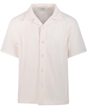DUNST Open Collar Crochet Shirt - White