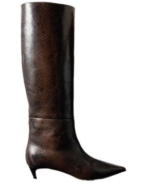 Jimmy Choo Snake-Effect Leather Knee Boots - Black