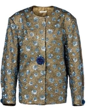 JACQUES WEI Floral Sequined Oversized Jacket - Green