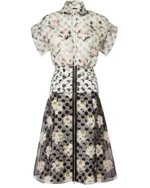 Fendi Graphic Printed Cocoon Sleeve Midi Dress - White