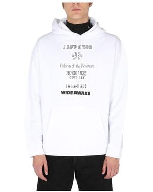 Raf Simons Slogan Patches Hoodie - White
