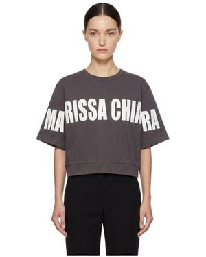 Marissa Chiara Big Logo Bat Short Sleeve Sweatshirt - Black