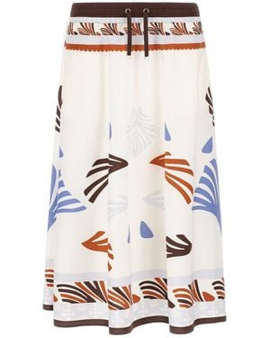 Herno Summer Printed Midi Skirt - White