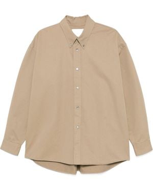 Studio Nicholson Logo Embroidered Long Sleeved Shirt - Natural