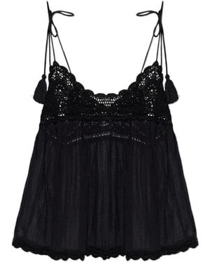 Ulla Johnson Crochet Tassel Top - Black