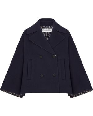 Dior Double-Breasted Wool Coat - Blue