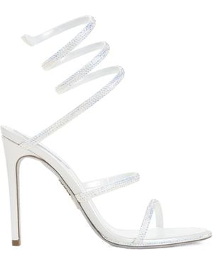 Rene Caovilla Round-Toe High-Heeled Sandals - White