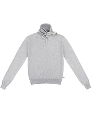 Area Crystal-Knot Turtleneck Sweater - Gray