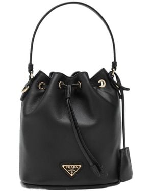 Prada Re-Edition 1978 Logo Plaque Bucket Bag - Black