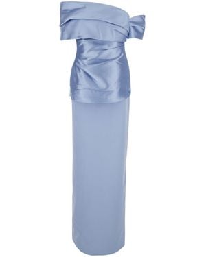 Solace London London Lucine Off-Shoulder Long Dress - Blue