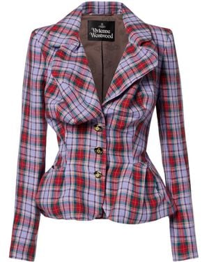 Vivienne Westwood Plaid Linen Blazer - Purple