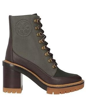 Tory Burch Two-Tone Lace-Up Ankle Boots - Brown