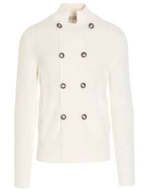 Brunello Cucinelli Double Breasted Cardigan - White