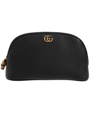 Gucci Logo Plaque Makeup Bag - Black