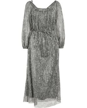 Tory Burch Metallic-Finish Flared Skirt - Grey