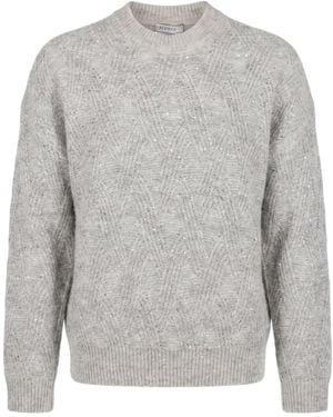 Peserico Sequin-Embellished Cable-Knit Jumper - Grey