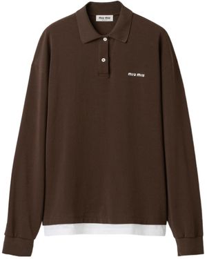 Miu Miu Long-Sleeved Polo Shirt - Brown