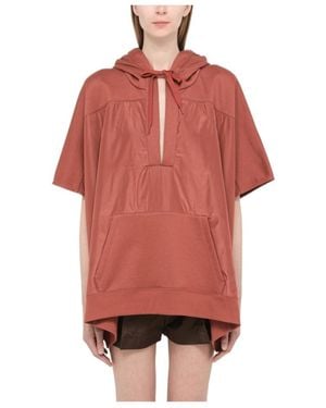 Valentino Logo Letters Hooded Cloak - Red
