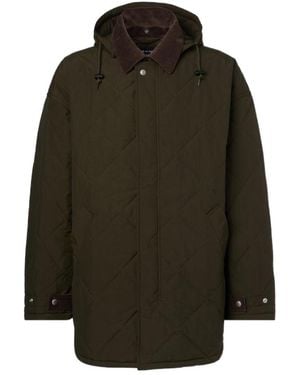 Comme des Garçons Corduroy-Trimmed Quilted Hooded Jacket - Green