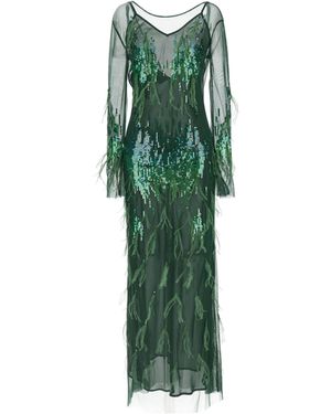 Pinko Sequin Embellished Midi Dress - Green