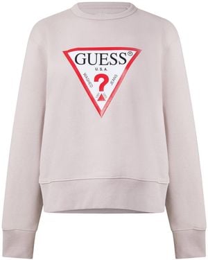 Guess Light Triangle Print Crew Neck Sweatshirt - Pink