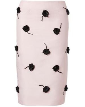 ShuShu/Tong Floral-Appliqué Pencil Skirt - Pink