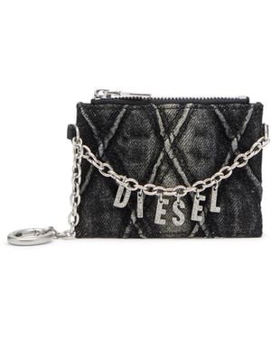 DIESEL Logo Embellished Chained Card Holder - Black