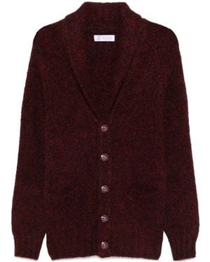 Brunello Cucinelli Shawl-Collar Button Cardigan - Purple
