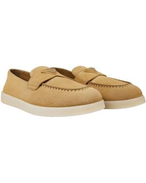 Prada Suede Leather Loafers - Natural
