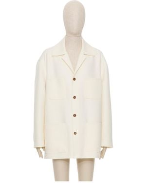 Valentino Vlogo Signature-Buttons Shirt Jacket - White
