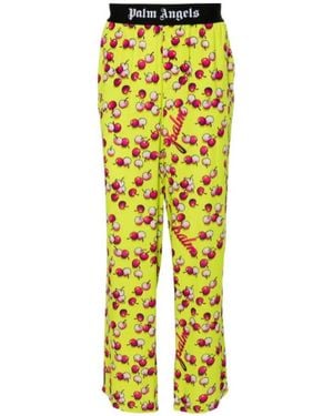 Palm Angels Cherry-Print Trousers - Yellow