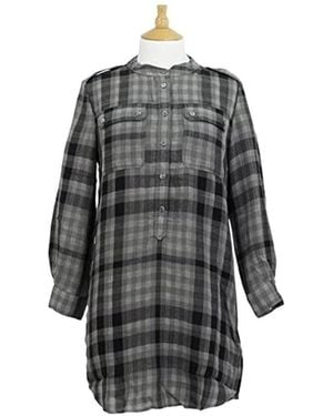 Burberry Plaid Long-Sleeved Shirt - Grey