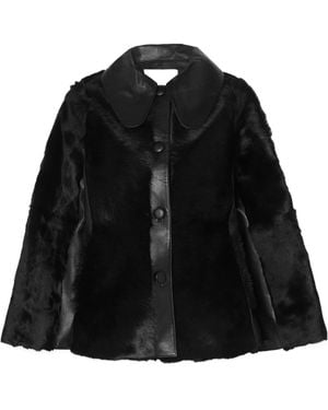By Malene Birger Leather-Trimmed Calf Hair Jacket - Black