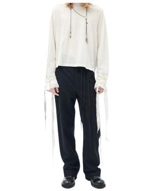 Ann Demeulemeester Brushed-Wool Trousers - White
