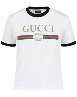 Gucci Logo Printed Crewneck T-Shirt - White