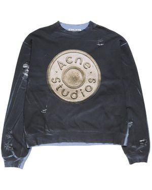 Acne Studios Logo-Print Distressed Sweatshirt - Blue