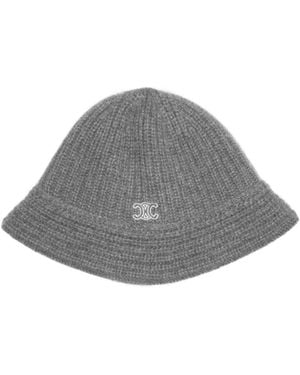 Celine Ribbed Cashmere Bucket - Grey