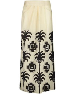 Johanna Ortiz Palm-Print Wrap Maxi Skirt - White