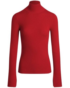 Patou Ribbed High-Neck Sweaters - Red