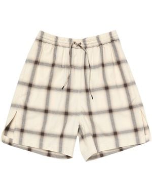 Acne Studios Plaid Drawstring-Waist Shorts - Natural