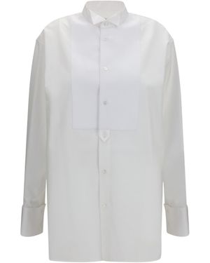 Saint Laurent Pleated Bib Tuxedo Shirt - White