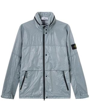 Stone Island Hooded Jacket With Water-Resistant Membrane - Blue
