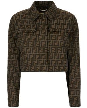 Fendi Ff-Motif Cropped Jacket - Green