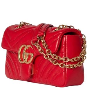 Gucci Gg Marmont Small Shoulder Bag - Red