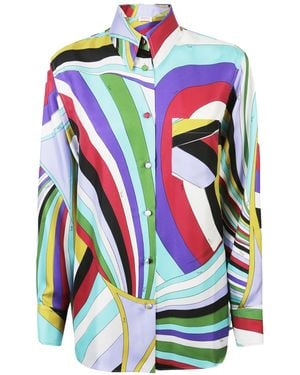 PUCCI Abstract-Print Silk Shirt - White
