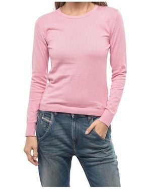 DIESEL Logo-Embroidered Crew Neck Sweater - Pink