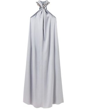 Stella McCartney Ball-Chain Halterneck Satin Maxi Dress - Gray