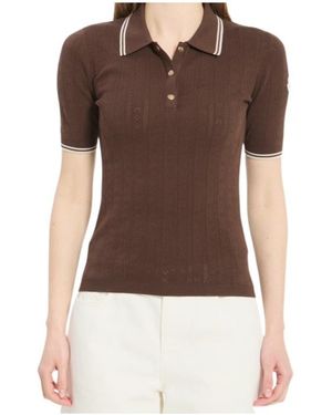 Moncler Knitted Polo Shirt - Brown