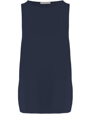 Allude Sleeveless Round-Neck Top - Blue